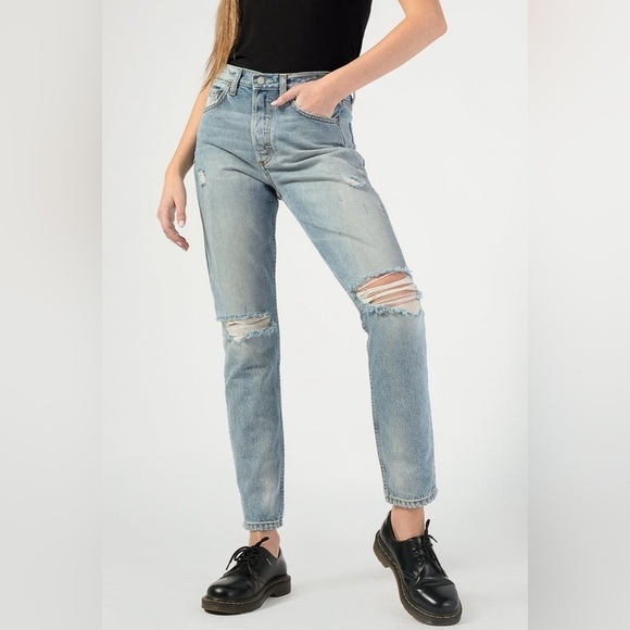 Boyish Slim Straight High Rise Distressed Jeans Size 27 - Picture 1 of 13
